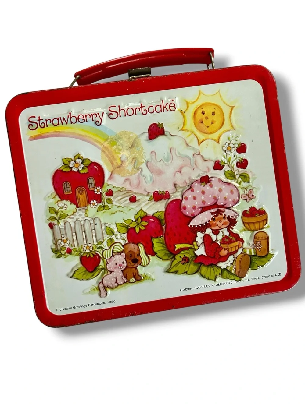 Vintage 1980 Strawberry Shortcake Metal Lunchbox & Original Thermos Set Aladdin